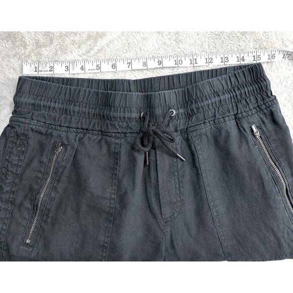 Athleta Cabo Linen Jogger Pants Womens 8 Black High Rise Travel Lightweight - Picture 8 of 9